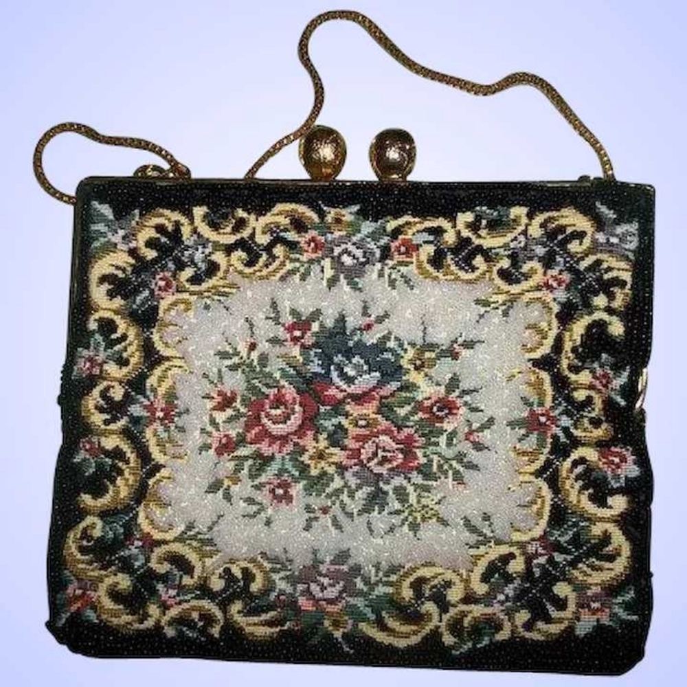 A Vintage Decorative Needle Point Tapestry Glass B